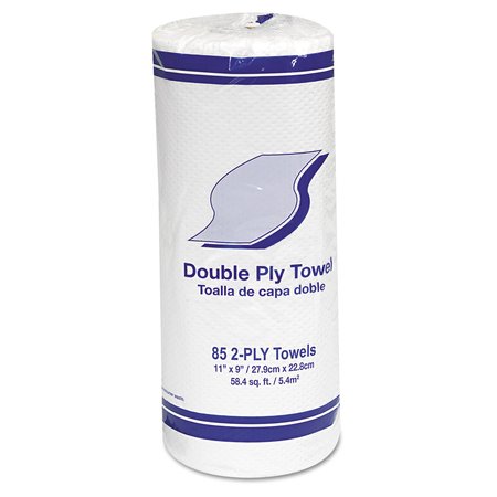 General Supply Perforated Roll Towels & Wipes, 2 Ply, 85 Sheets, 77.9 ft; 9", White, 30 PK GEN1799B